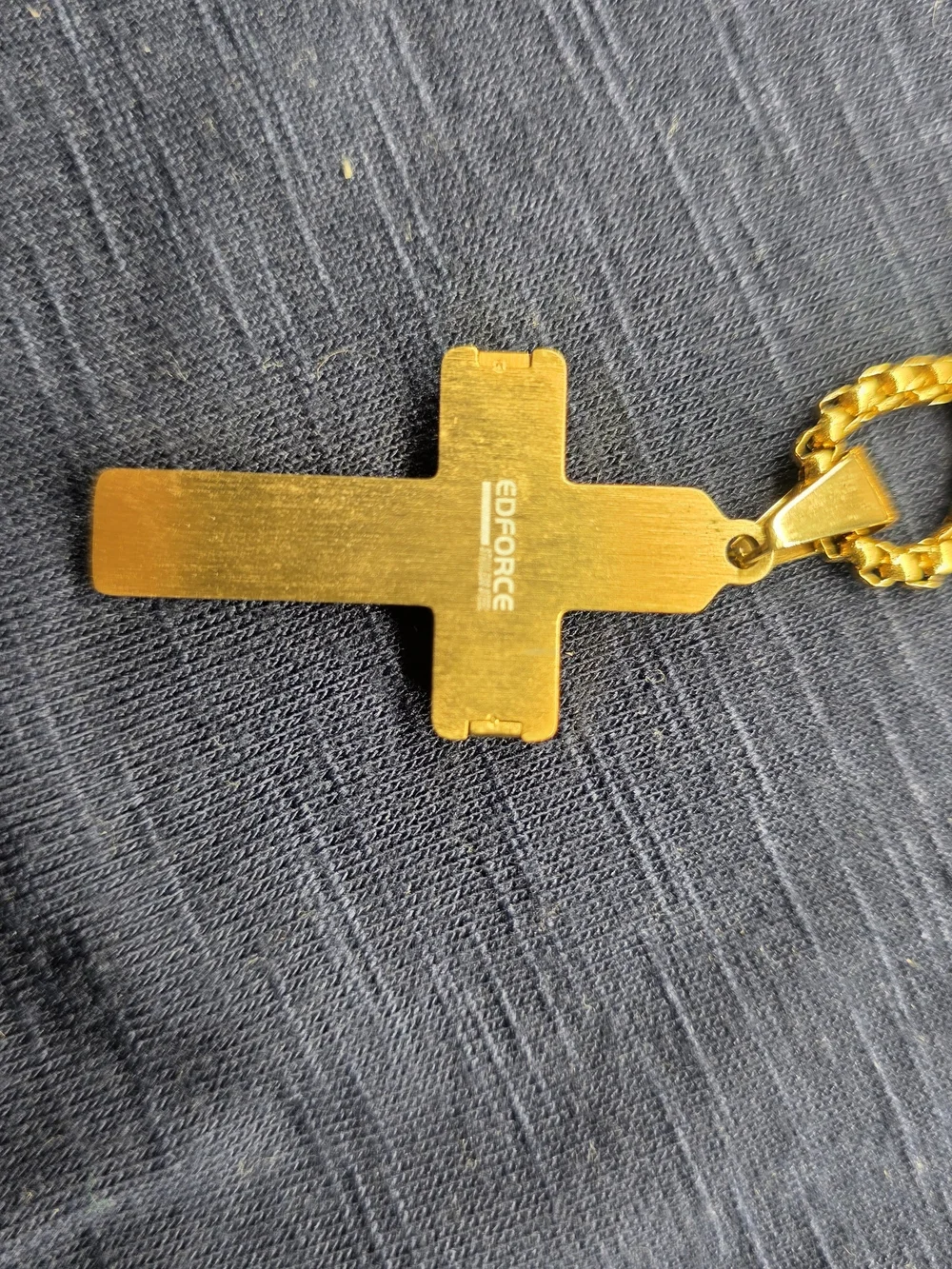 Edforce Men’s Gold Stainless Steel Cross Pendant Necklace 24”